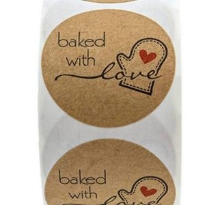 500 1" Baked With Love with Oven Mitt Stickers